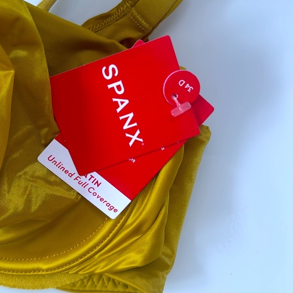 Dijon yellow satin underwire spanx bra. 34D. New with tags - Picture 3 of 3